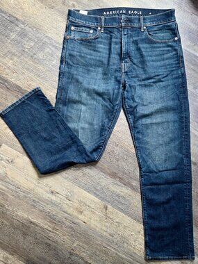 American Eagle Original Straight Flex Med Wash Mens Jeans Sz 34/32